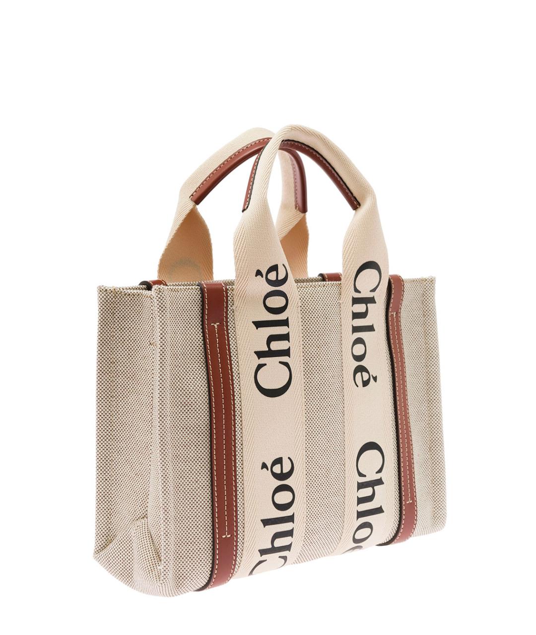 CHLOE Бежевая льняная сумка тоут, фото 2