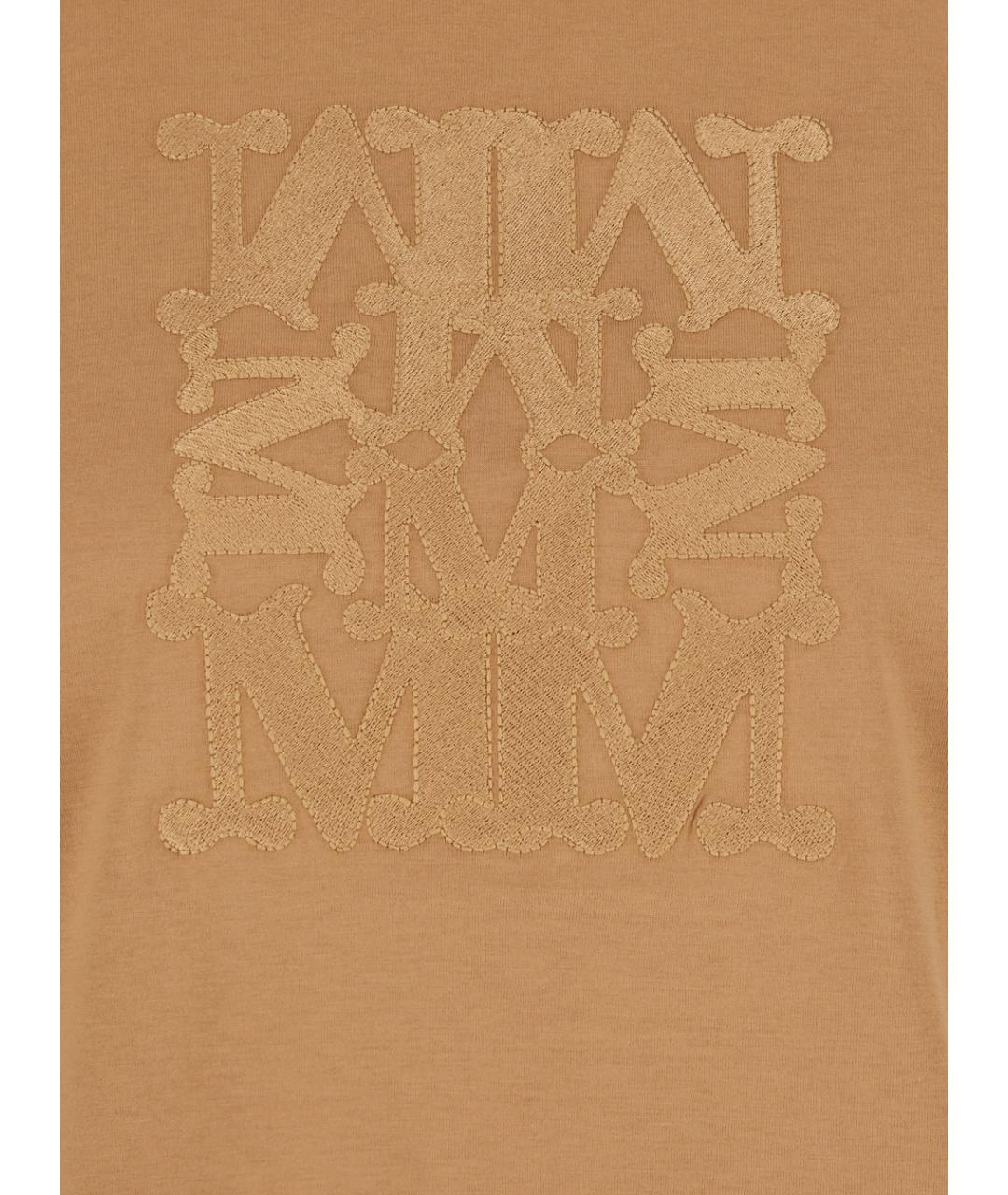 MAX MARA Бежевая хлопковая футболка, фото 3