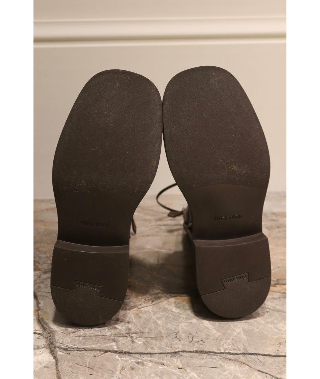 MIU MIU Коричневые кожаные ботинки, фото 7