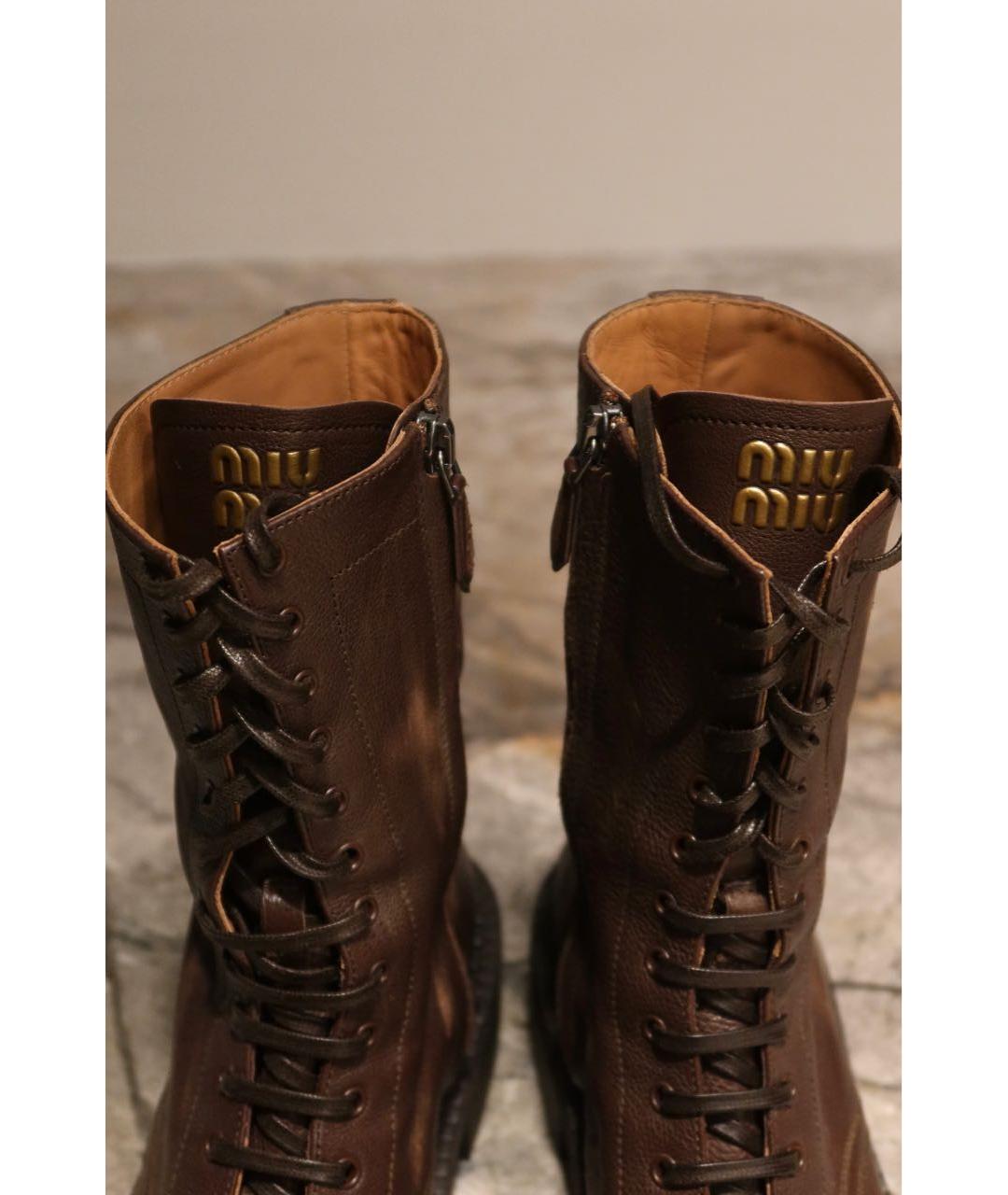 MIU MIU Коричневые кожаные ботинки, фото 8