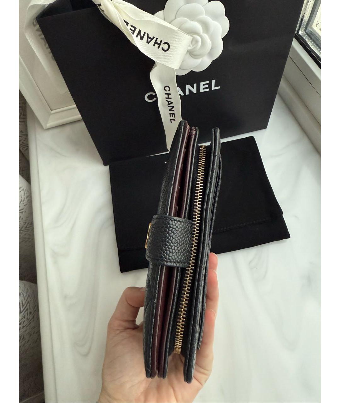 CHANEL Черный кожаный кошелек, фото 4