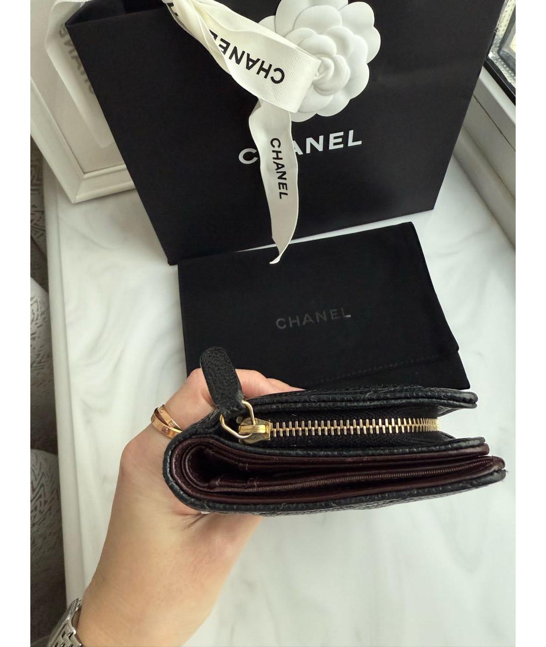 CHANEL Черный кожаный кошелек, фото 3