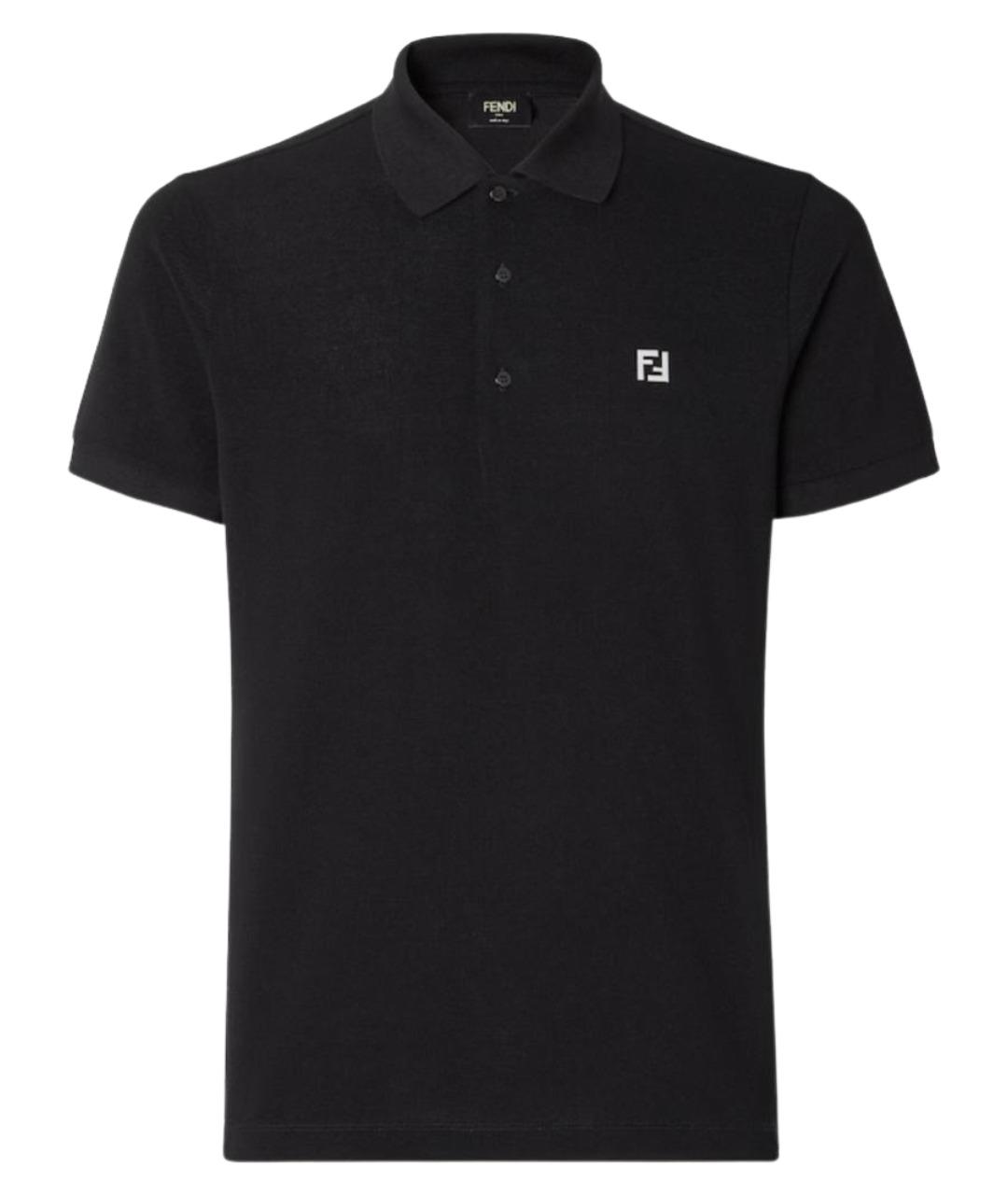 FENDI Черное хлопковое поло с коротким рукавом, фото 1