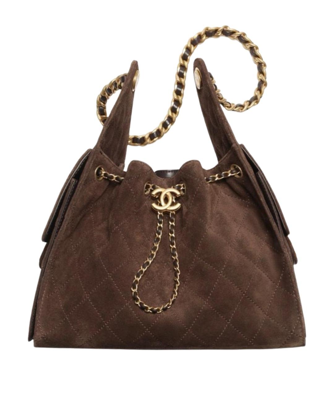 CHANEL Коричневая замшевая сумка через плечо, фото 1