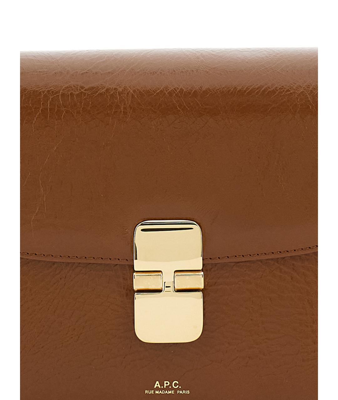 A.P.C. Коричневая кожаная сумка через плечо, фото 3