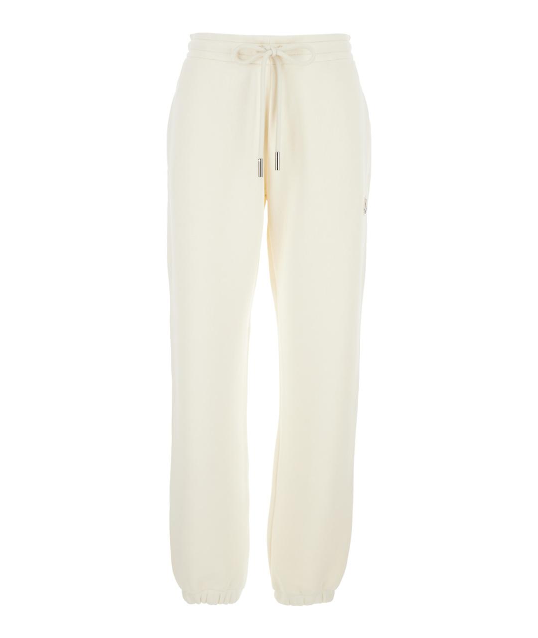 MONCLER Белые хлопко-эластановые прямые брюки, фото 1