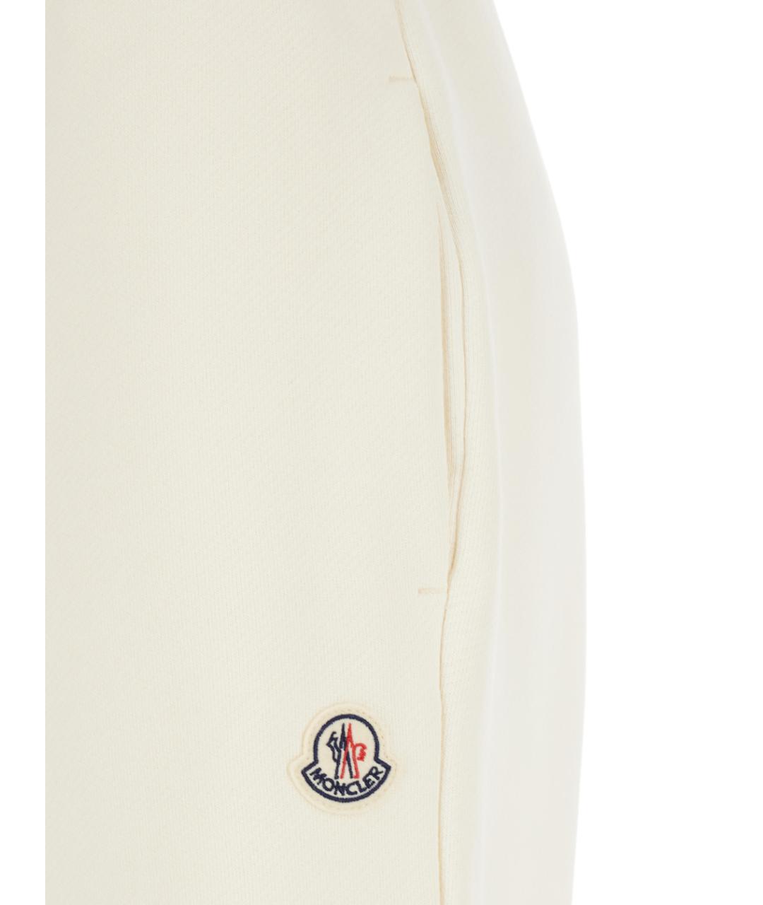 MONCLER Белые хлопко-эластановые прямые брюки, фото 3