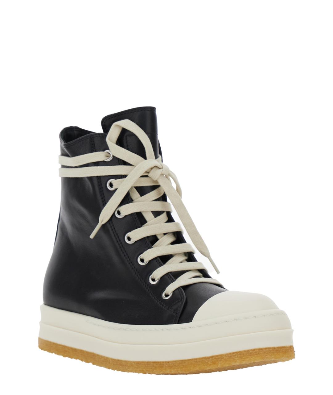 RICK OWENS Черные кожаные кеды, фото 2