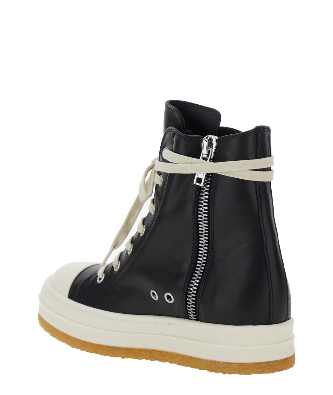 RICK OWENS Черные кожаные кеды, фото 3