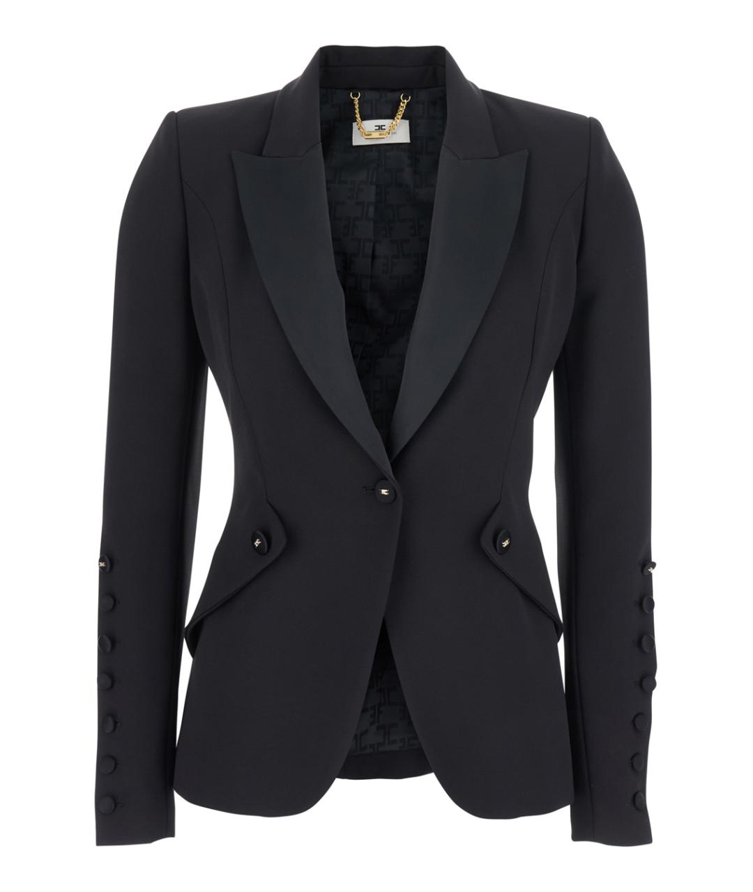 ELISABETTA FRANCHI Черный полиэстеровый жакет/пиджак, фото 1