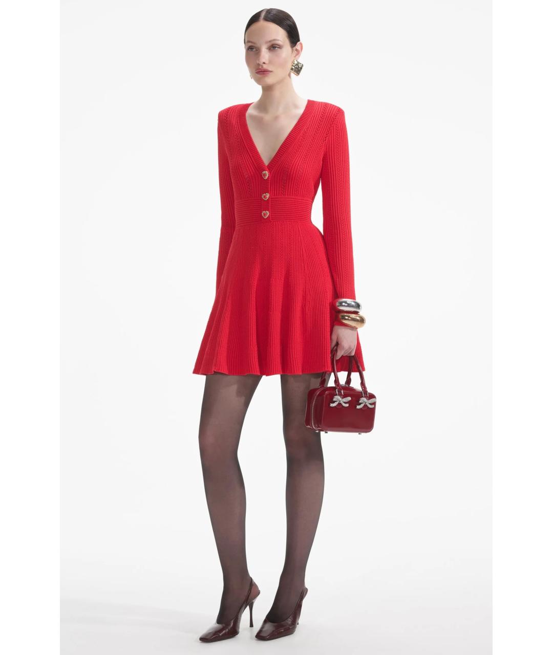 SELF-PORTRAIT Красное коктейльное платье, фото 3