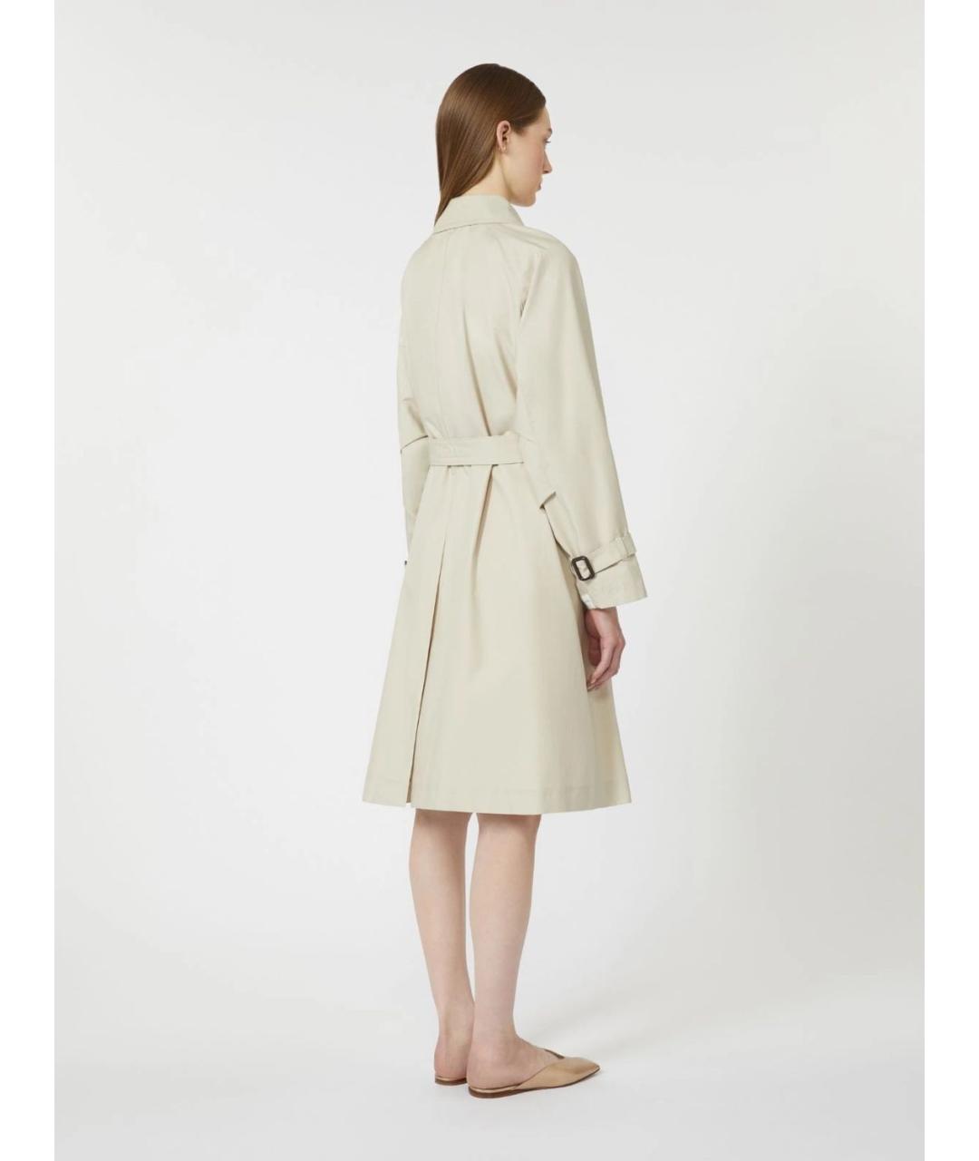 MAX MARA Бежевый хлопковый тренч/плащ, фото 4