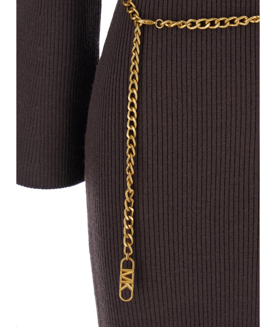 MICHAEL MICHAEL KORS Коричневое шерстяное повседневное платье, фото 3