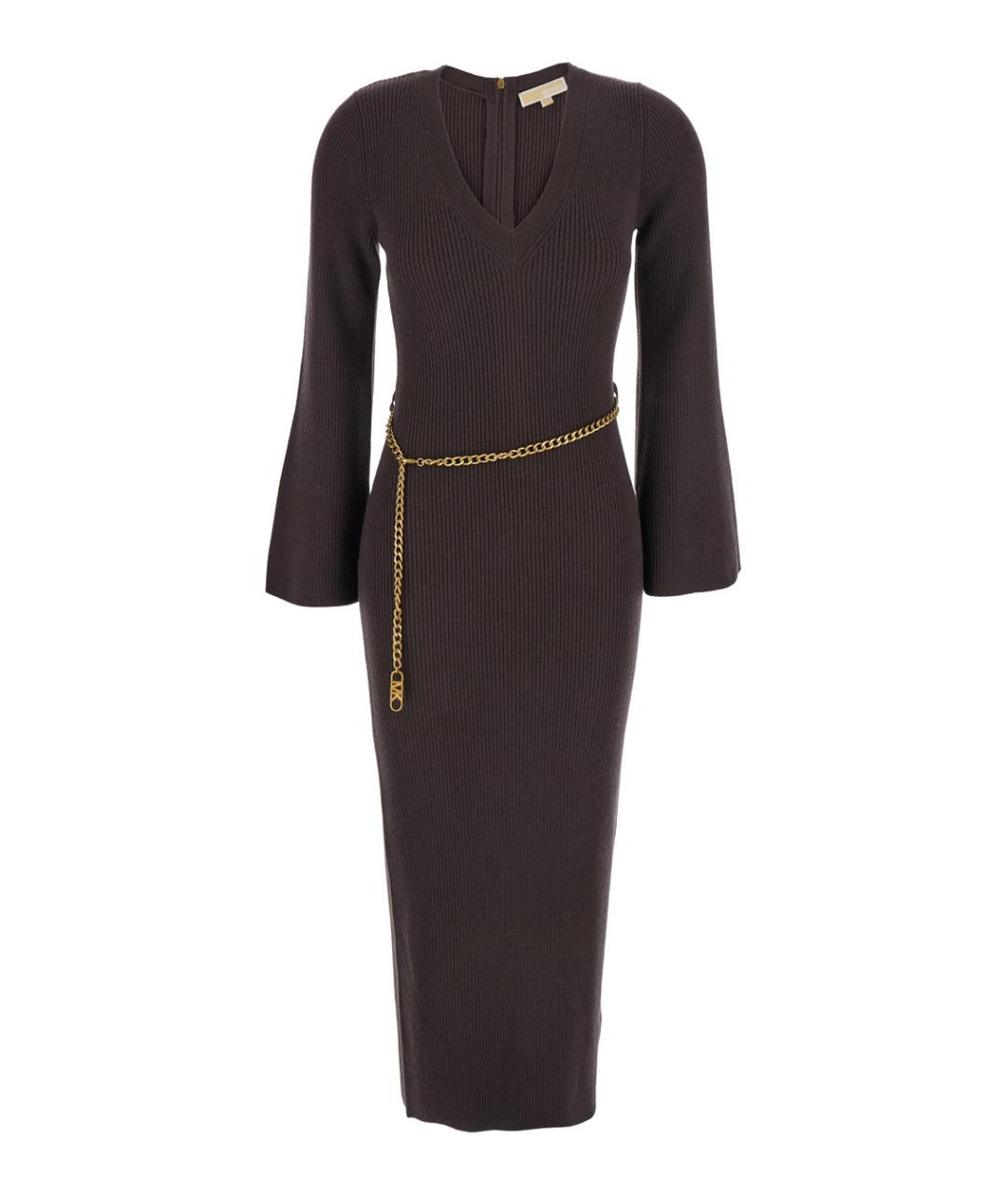 MICHAEL MICHAEL KORS Коричневое шерстяное повседневное платье, фото 1