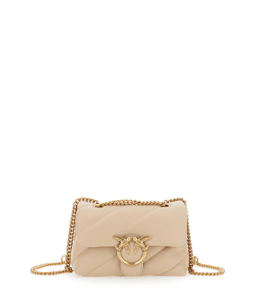 PINKO Бежевая кожаная сумка через плечо, фото 1