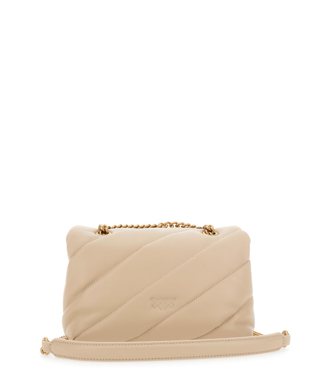 PINKO Бежевая кожаная сумка через плечо, фото 2