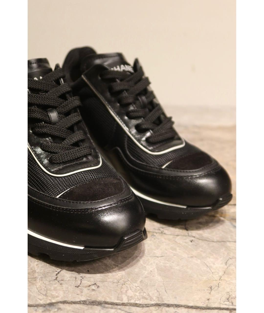 CHANEL Черные кожаные кроссовки, фото 2
