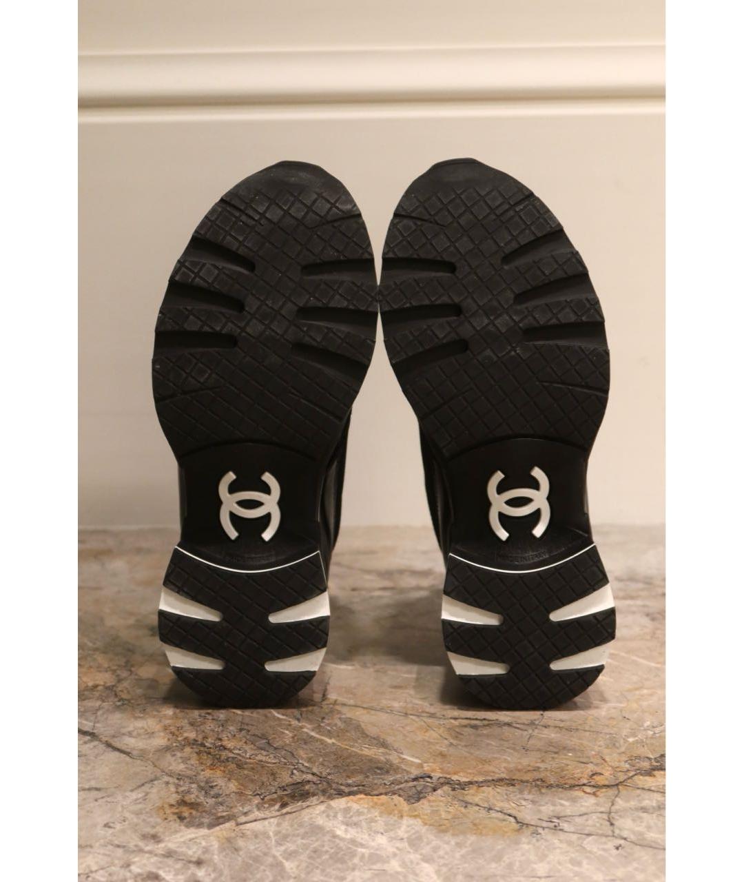 CHANEL Черные кожаные кроссовки, фото 7