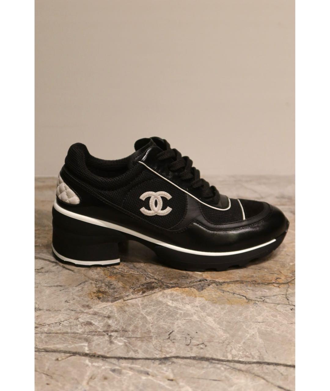 CHANEL Черные кожаные кроссовки, фото 9