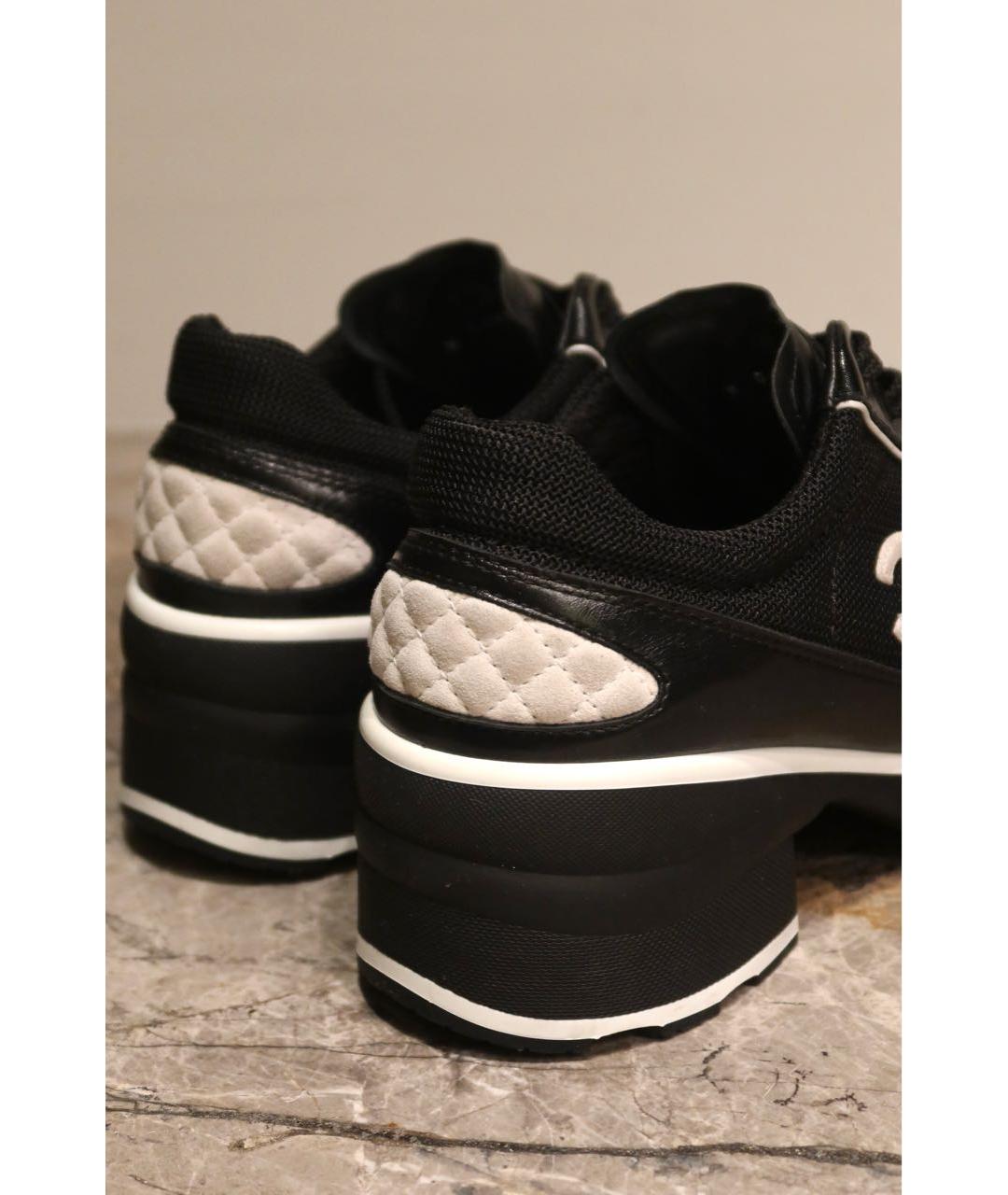 CHANEL Черные кожаные кроссовки, фото 4