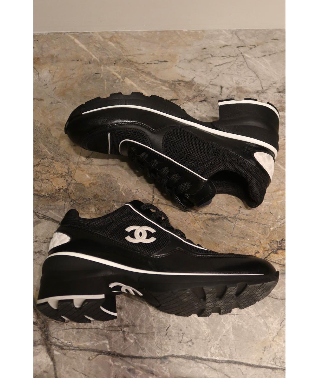 CHANEL Черные кожаные кроссовки, фото 6