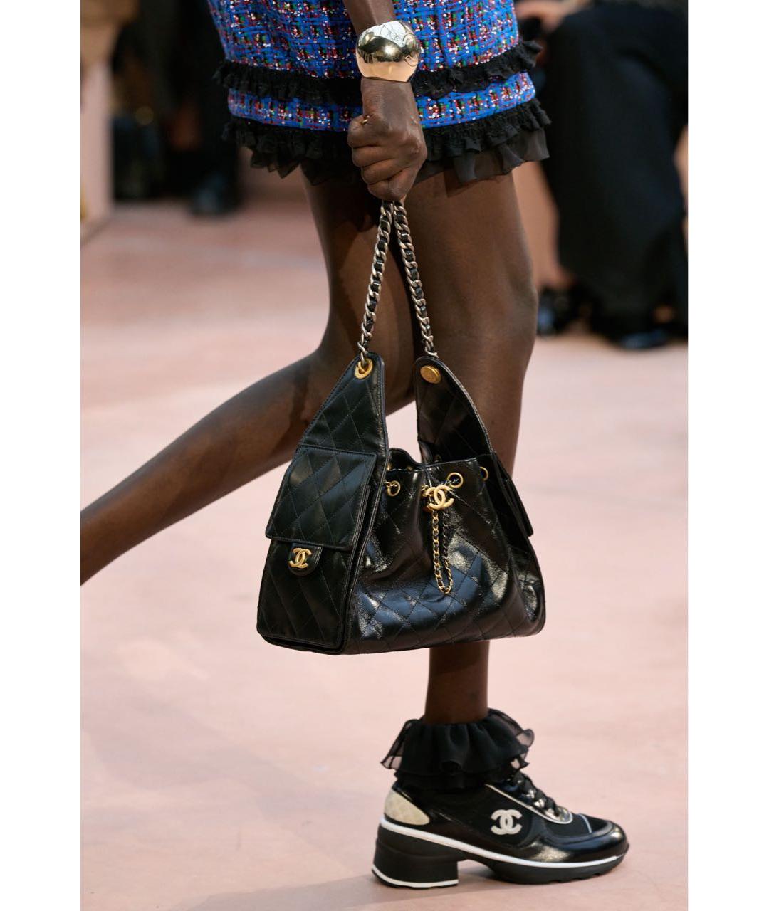 CHANEL Черные кожаные кроссовки, фото 5