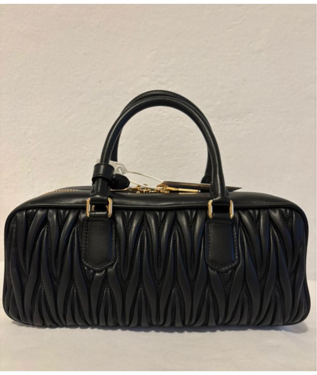 MIU MIU Черная кожаная сумка с короткими ручками, фото 2