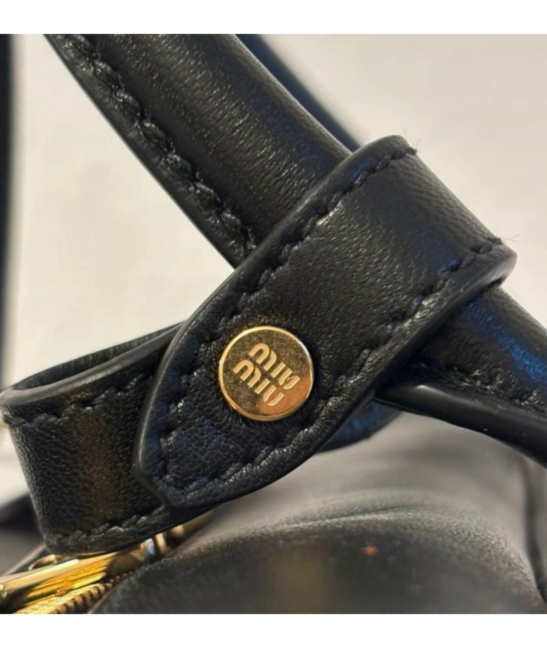 MIU MIU Черная кожаная сумка с короткими ручками, фото 3