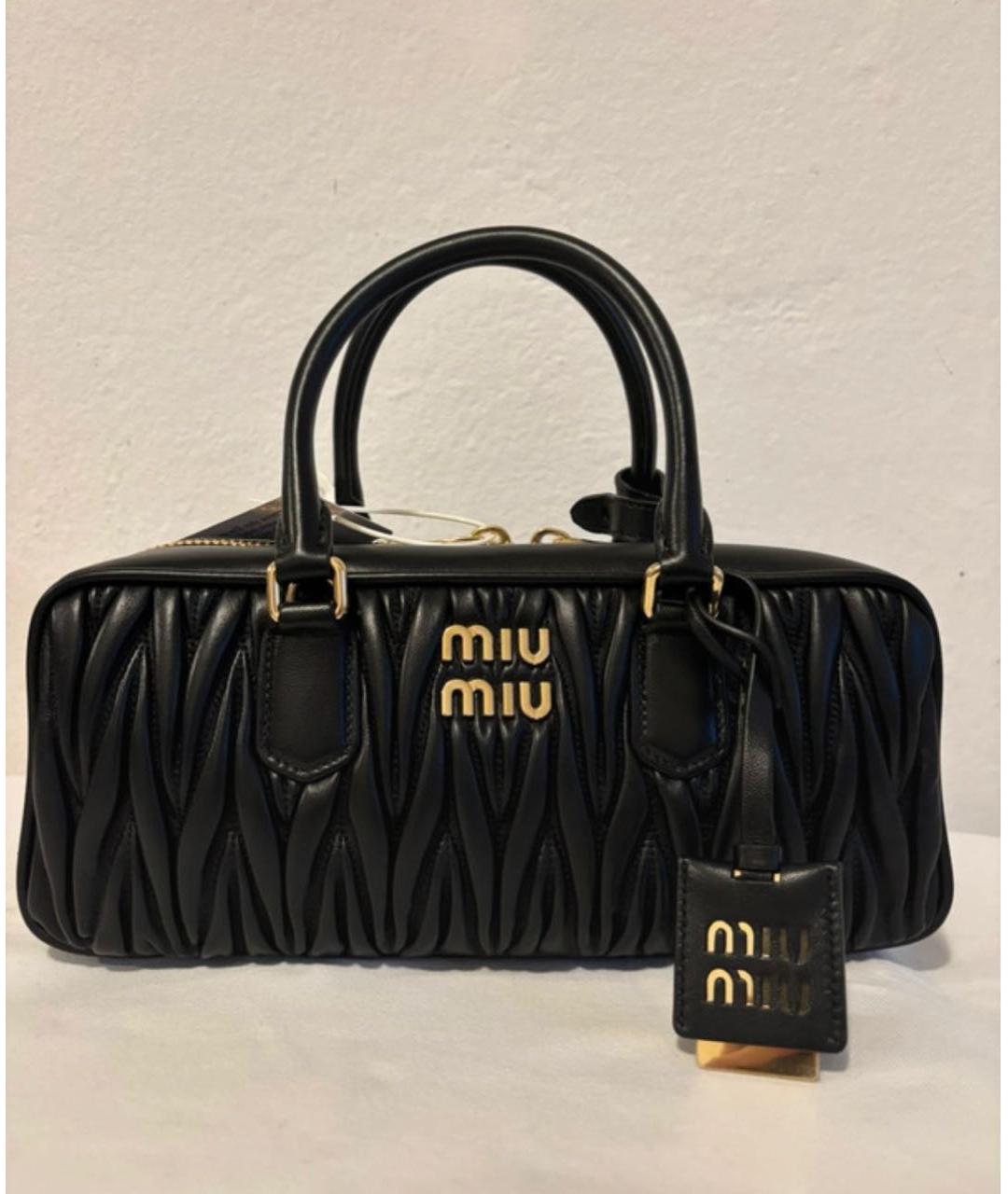 MIU MIU Черная кожаная сумка с короткими ручками, фото 5