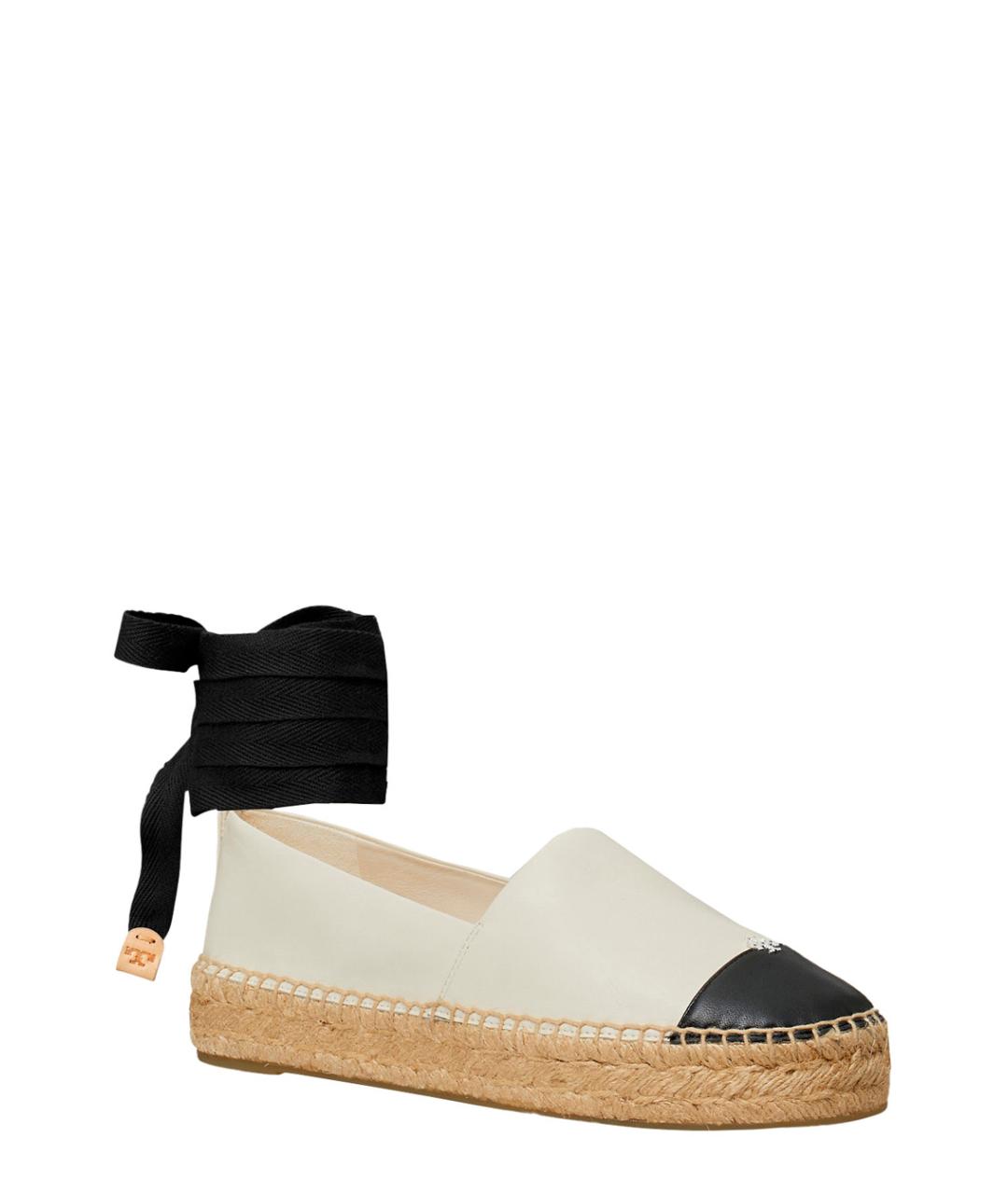 TORY BURCH Белые кожаные эспадрильи, фото 2
