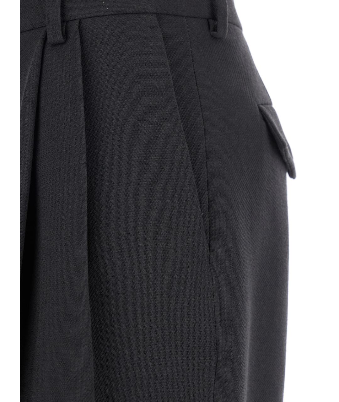 DRIES VAN NOTEN Антрацитовые шерстяные прямые брюки, фото 3