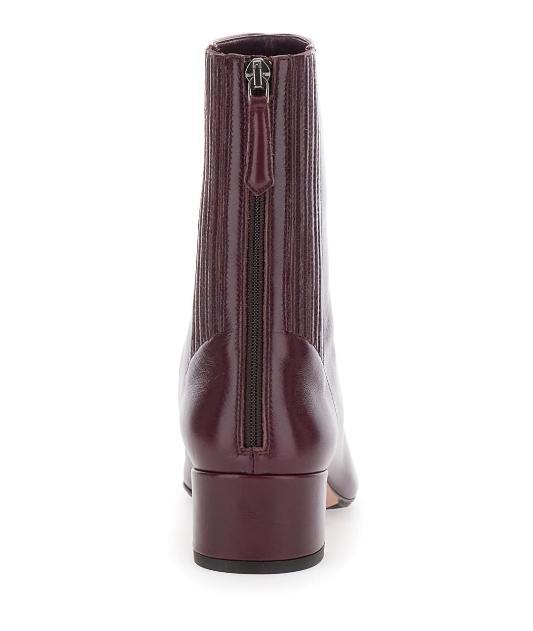 AQUAZZURA Бордовые кожаные ботильоны, фото 4