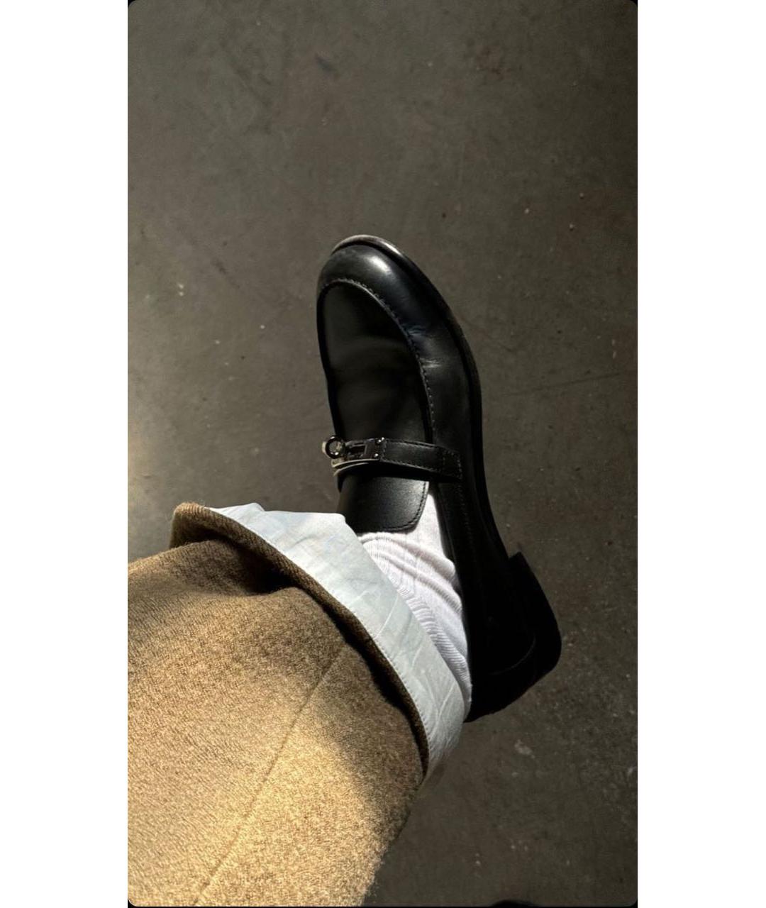 HERMES Черные кожаные лоферы, фото 5