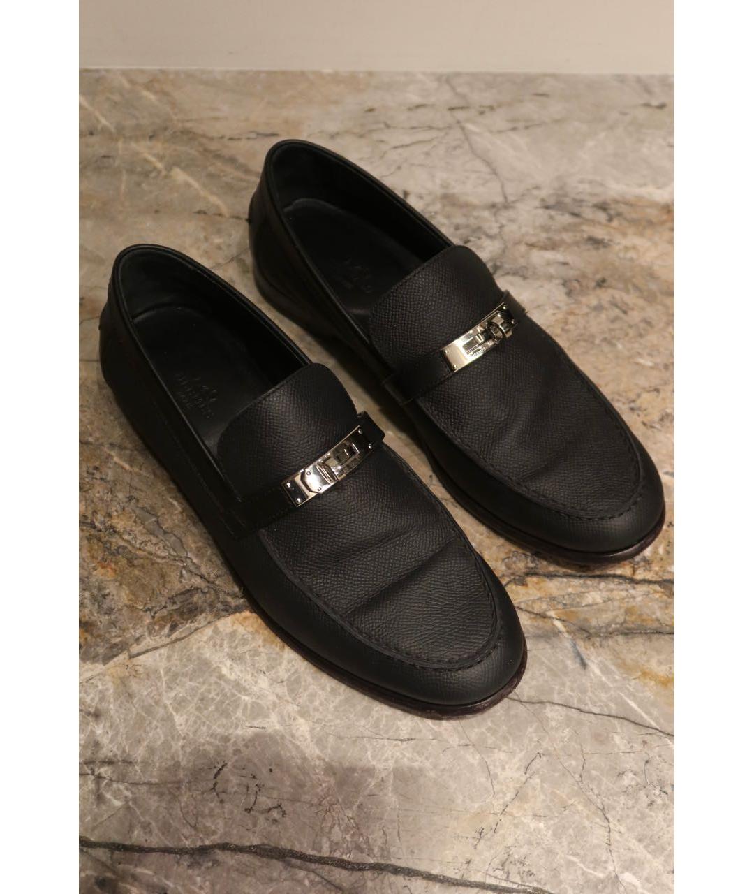 HERMES Черные кожаные лоферы, фото 6
