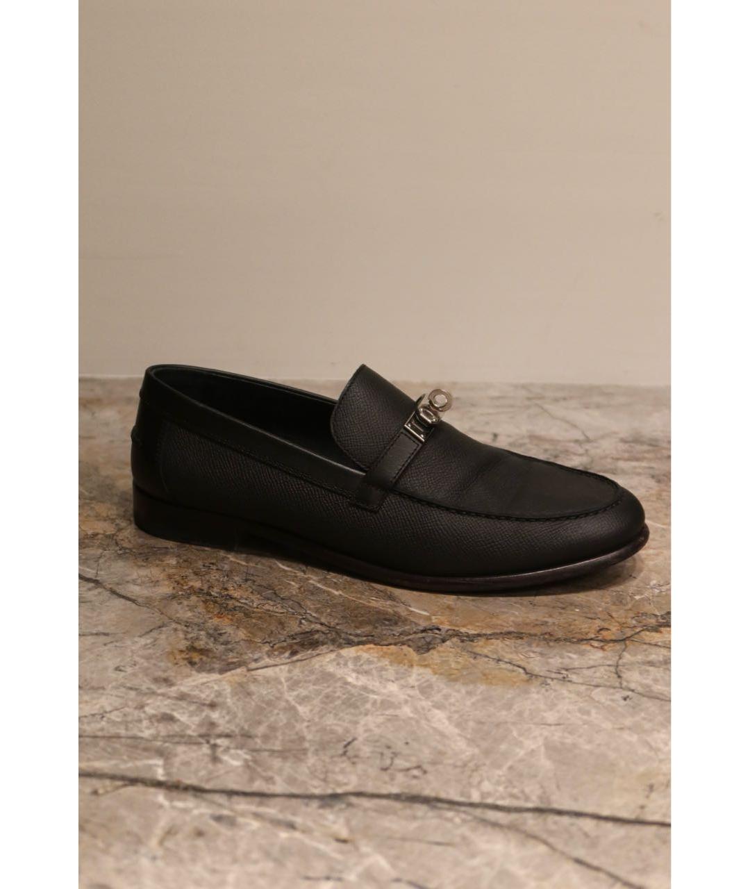 HERMES Черные кожаные лоферы, фото 9