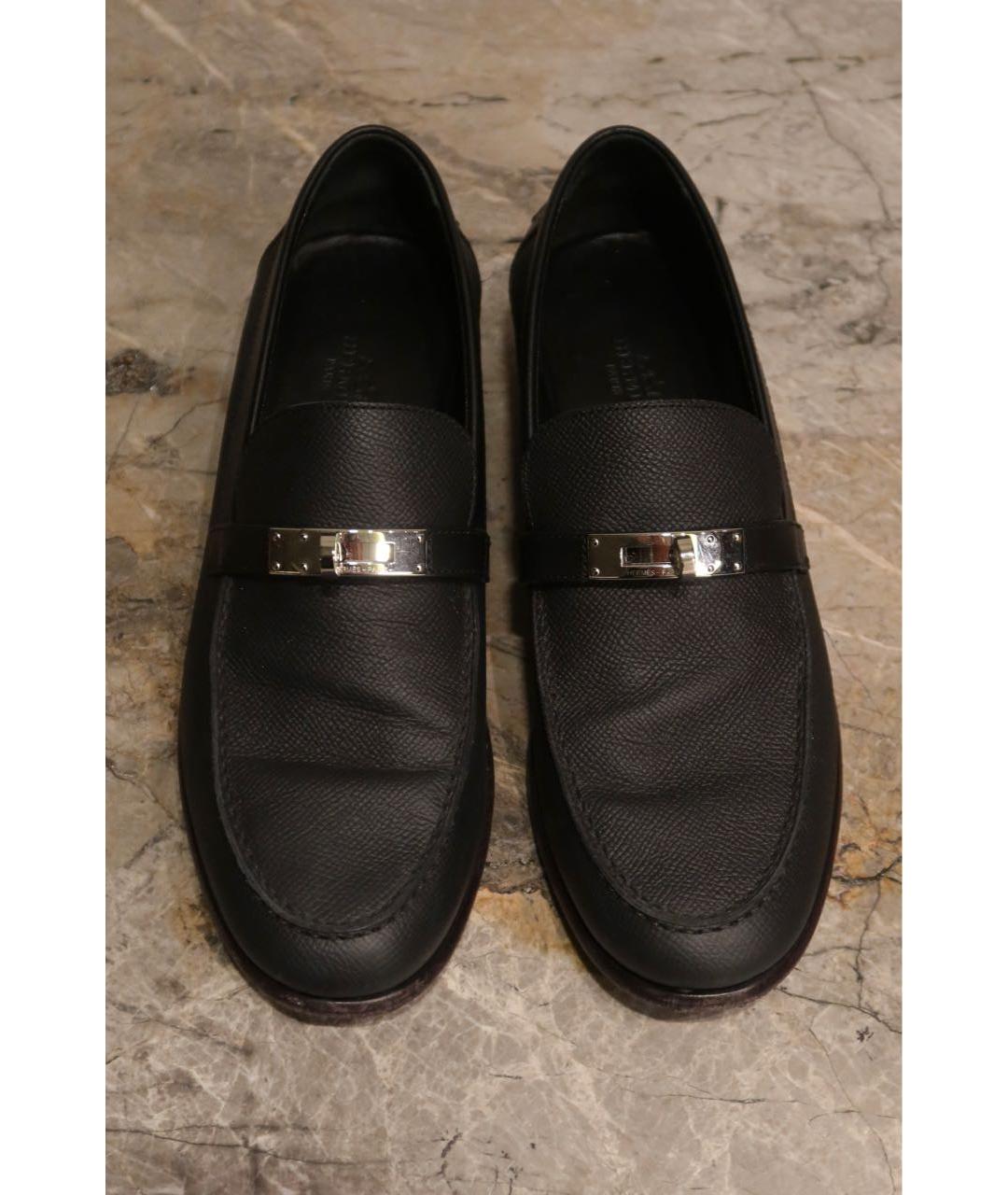 HERMES Черные кожаные лоферы, фото 3