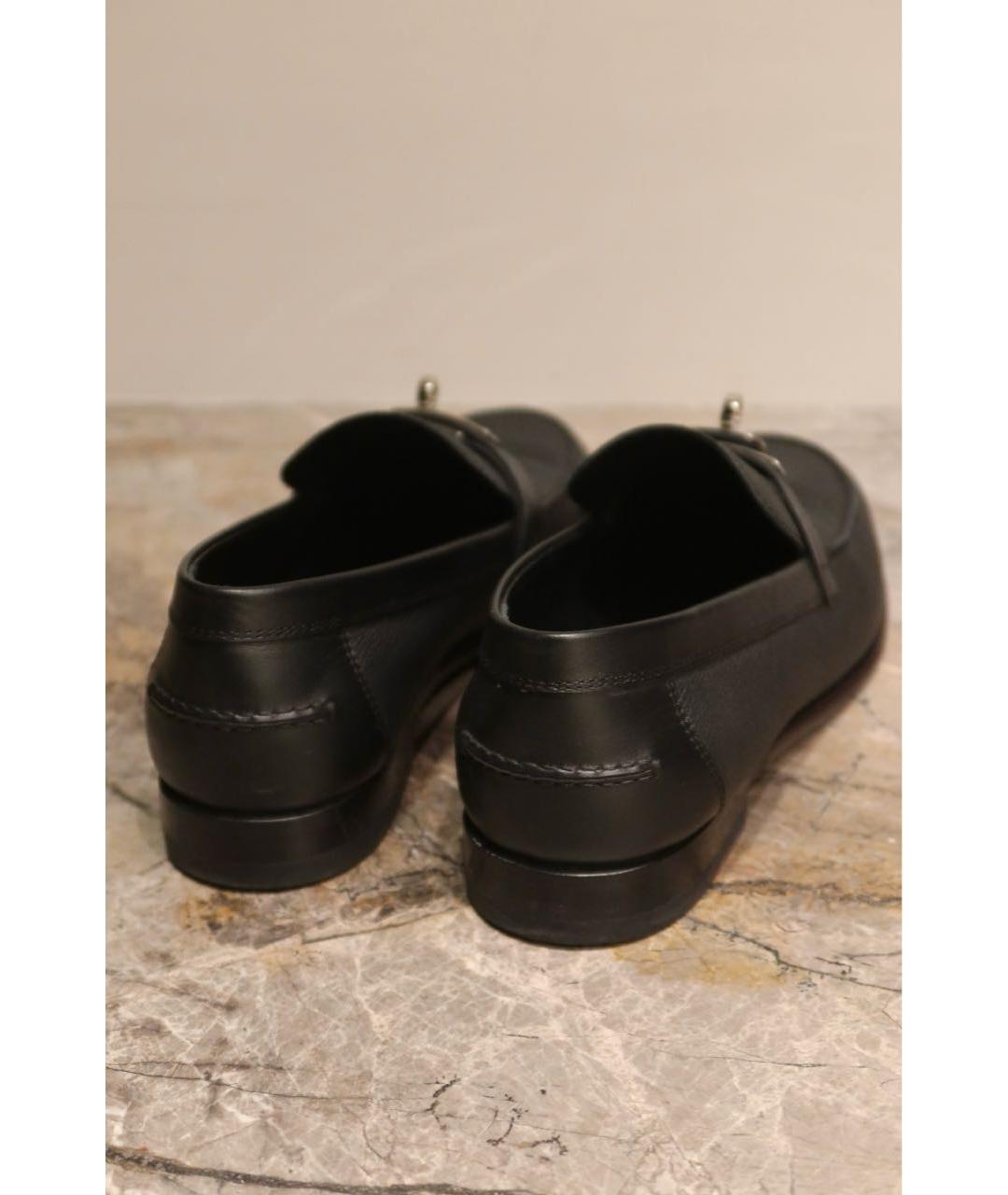 HERMES Черные кожаные лоферы, фото 4