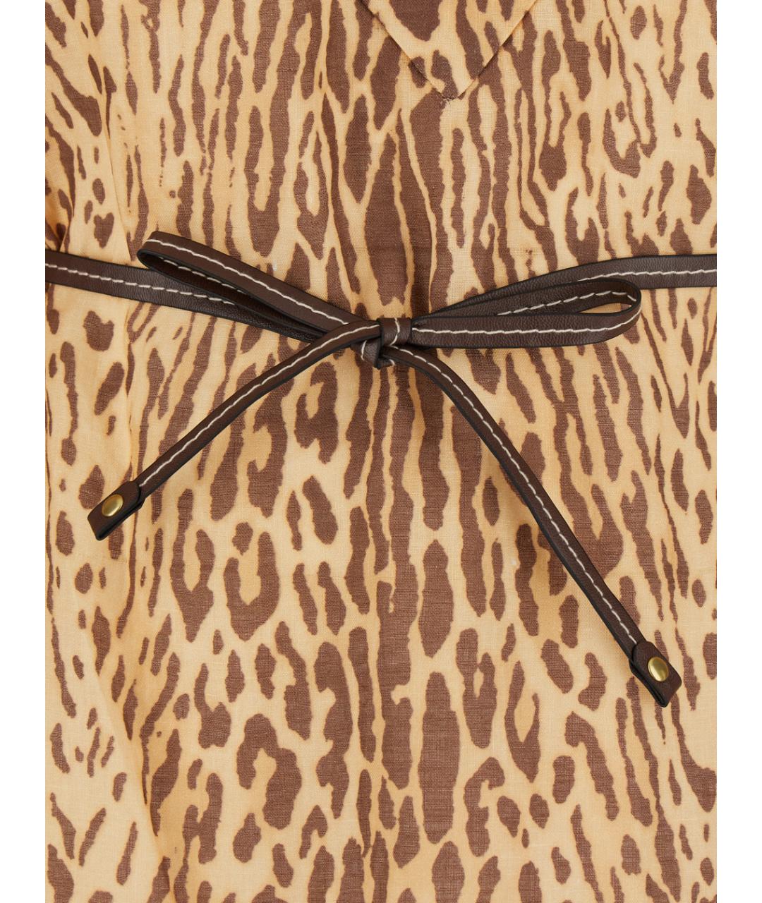 ZIMMERMANN Бежевое льняное повседневное платье, фото 3