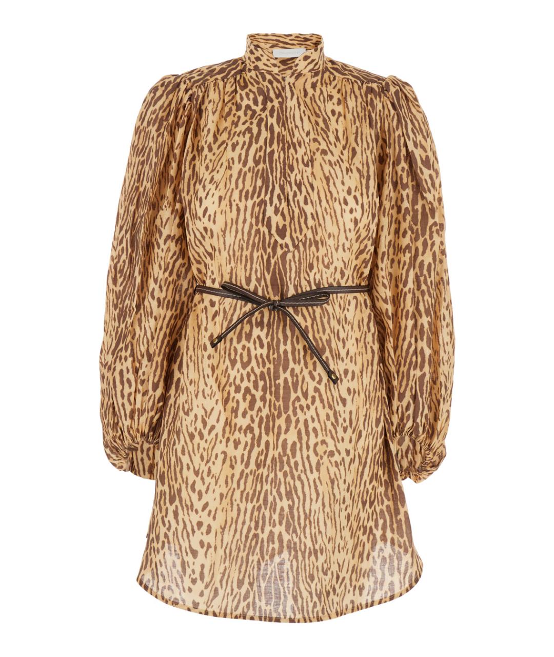 ZIMMERMANN Бежевое льняное повседневное платье, фото 1