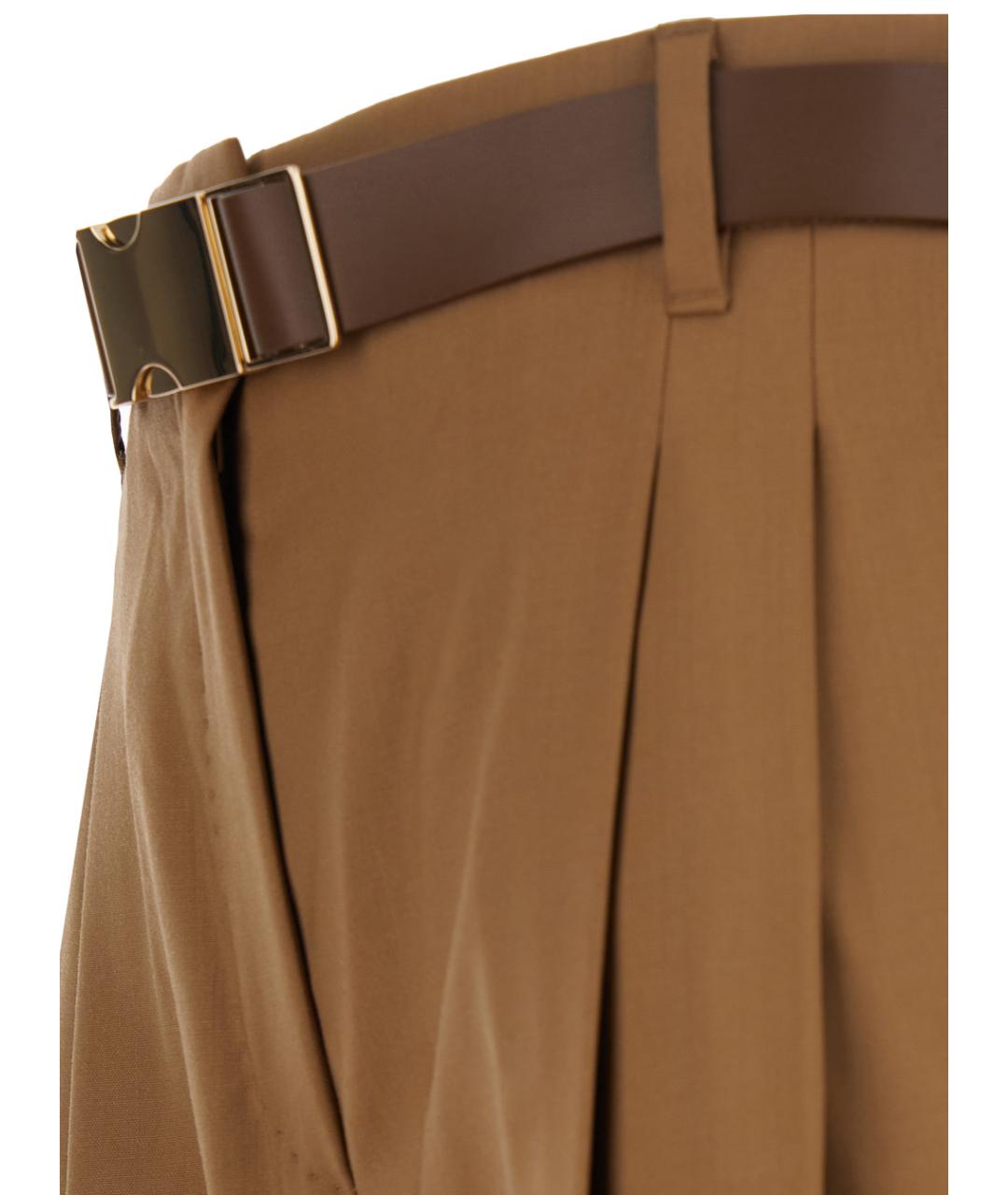 MAX MARA STUDIO Коричневые шерстяные прямые брюки, фото 3