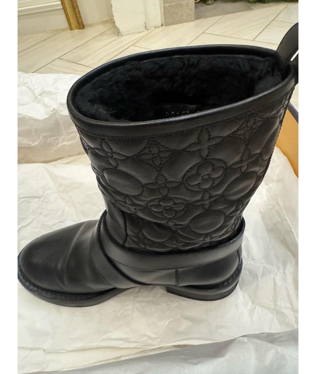 LOUIS VUITTON Черные кожаные ботинки, фото 3