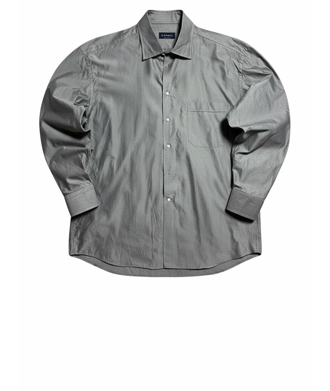 CANALI Серебряная хлопковая кэжуал рубашка, фото 1