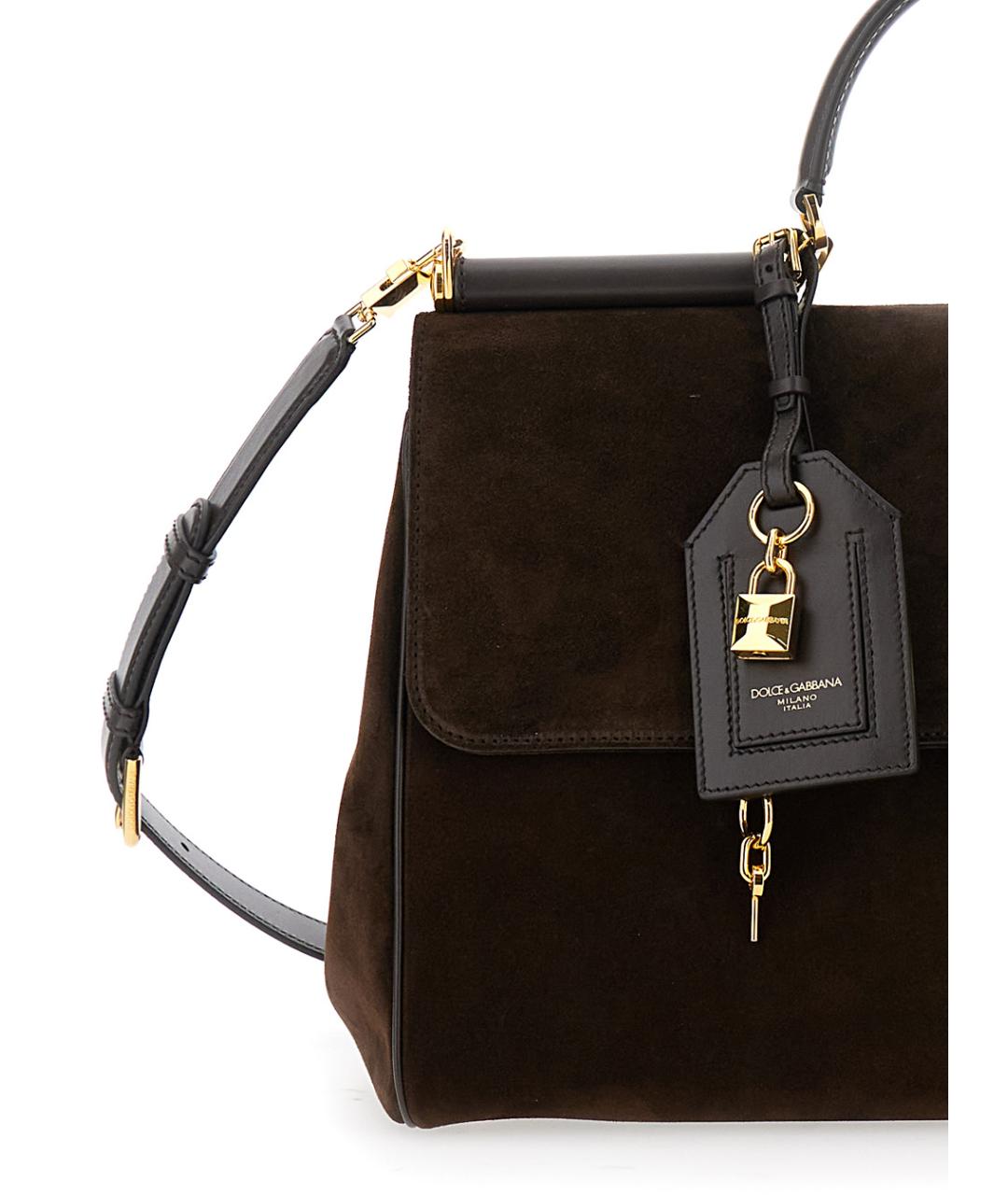 DOLCE&GABBANA Коричневая замшевая сумка тоут, фото 3