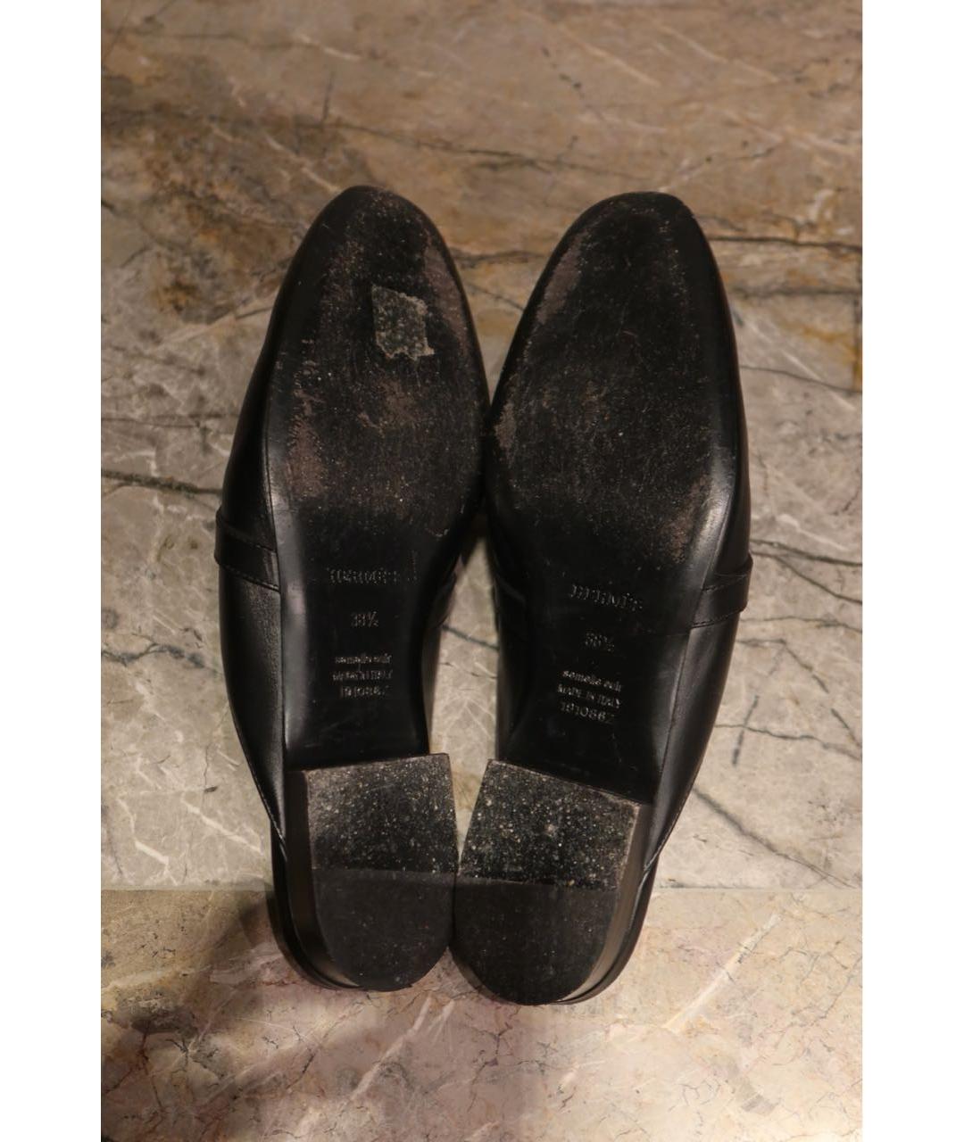 HERMES Черные кожаные мюли, фото 6