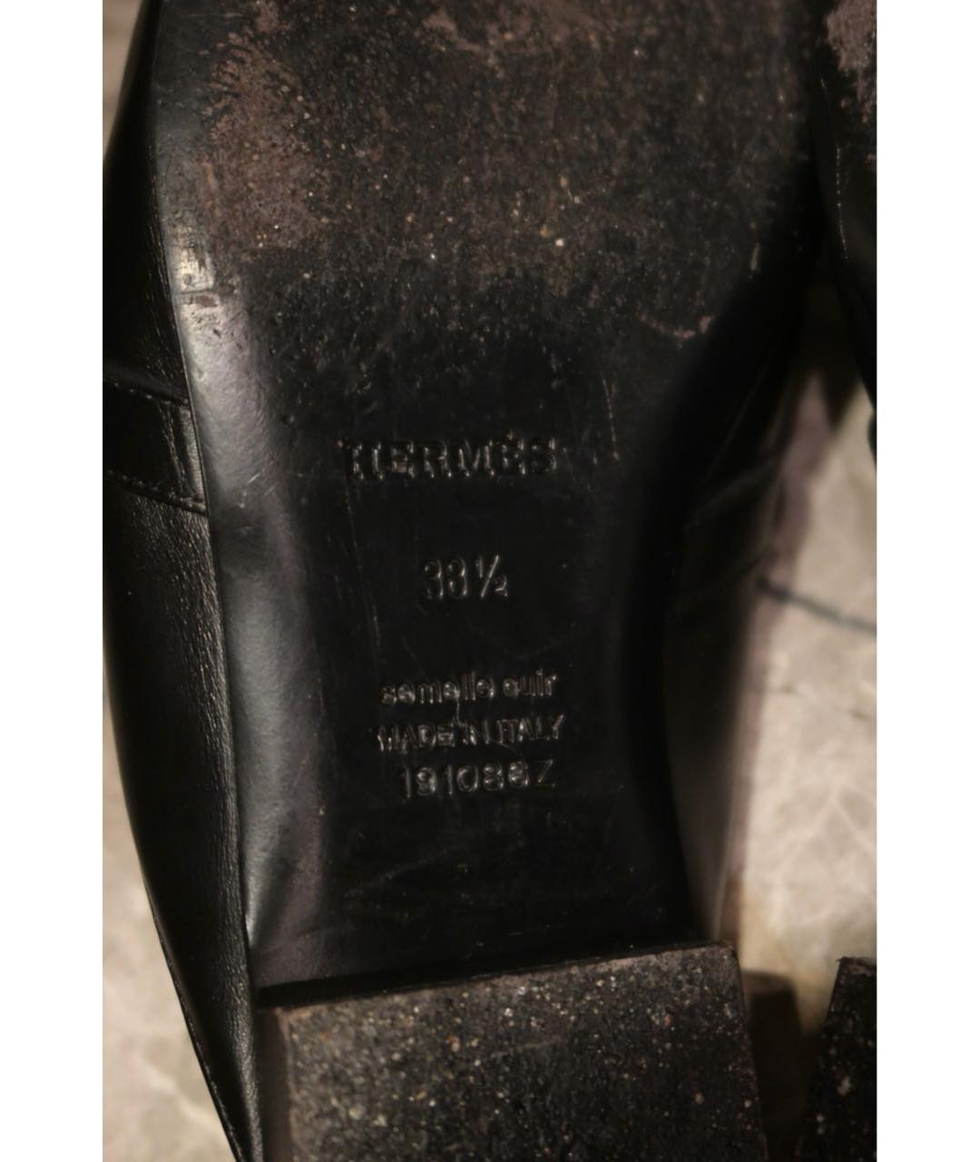 HERMES Черные кожаные мюли, фото 7