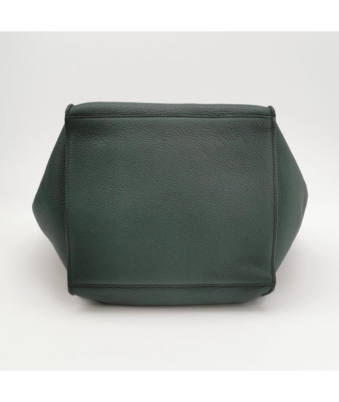 CELINE Зеленая кожаная сумка с короткими ручками, фото 4