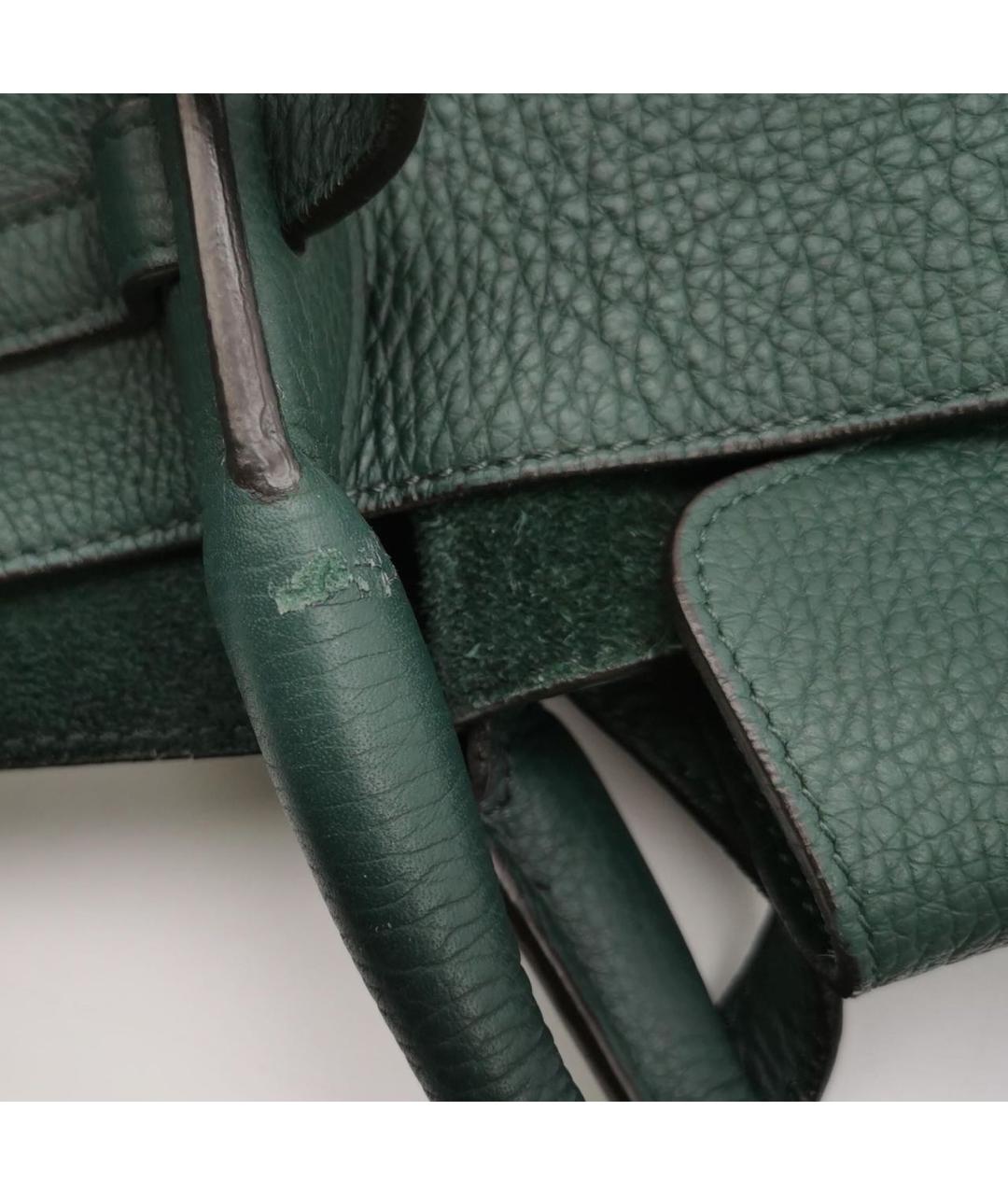 CELINE Зеленая кожаная сумка с короткими ручками, фото 6