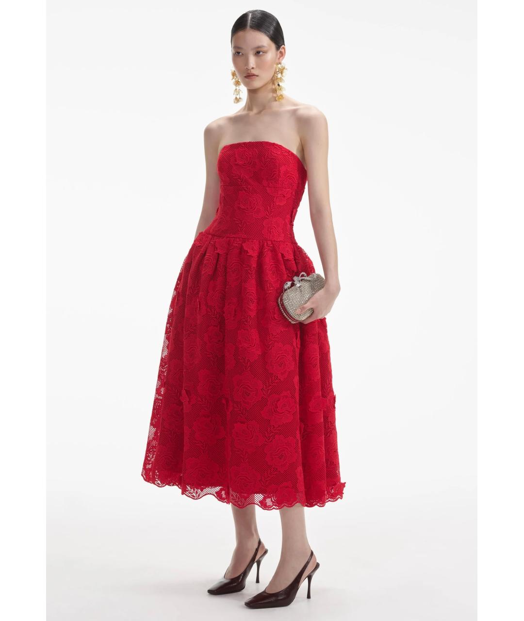 SELF-PORTRAIT Красное коктейльное платье, фото 3