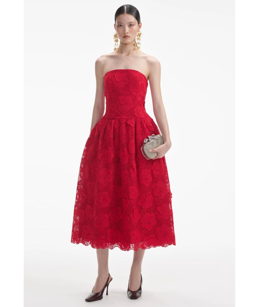 SELF-PORTRAIT Красное коктейльное платье, фото 2
