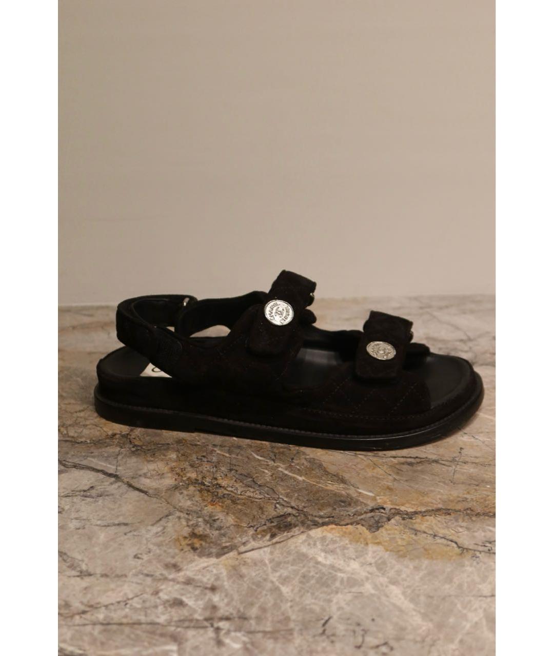 CHANEL Черные замшевые сандалии, фото 9